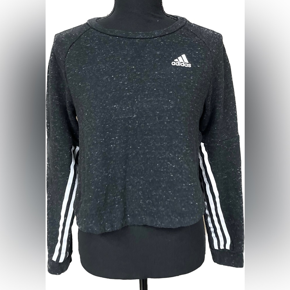 Adidas Cropped Sweatshirt Black & White XS 4-6 Oversized